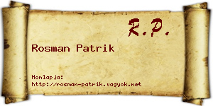 Rosman Patrik névjegykártya